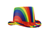 Adult Rainbow Striped Top Hat Pride Magician Festival Parade Costume Accessory