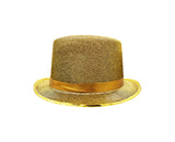 Adult Shiny Yellow Gold Glitter Mesh Top Hat Mardi Gras Party Costume Accessory