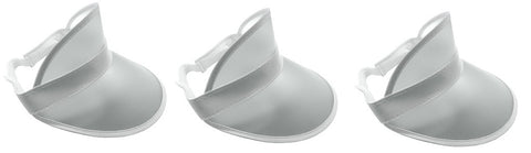 Retro Beach Colored Plastic Clear Sun Visor Hat, (Pack of 3), White, One Size