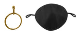 Caribbean Pirate Gold Clip-On Hoop Earring and Black Satin Eye Patch Accessory Set