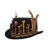 Adult Black Voodoo Top Hat Skull Bones Feather Witch Doctor Costume Headpiece