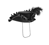 Womens Small Mini Buccaneer Pirate Tricorn Hat Faux Feathers Halloween Costume