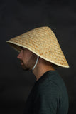 Adult Oriental Bamboo Straw Hat - Asian Japanese Chinese Sun Hats - Woven Conical Rice Farmer Costume Accessory