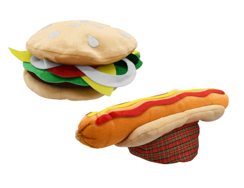 Adult Giant Hotdog Cheeseburger Hamburger Hat Set Food Vendor Costume Accessory