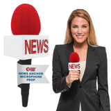 Fake News Reporter Microphone Mic Flag Cube Plastic Cordless Costume Prop