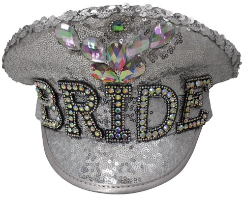 Iridescent Drag Gay Pride Sequins Studs Steampunk Festival Captain Hat