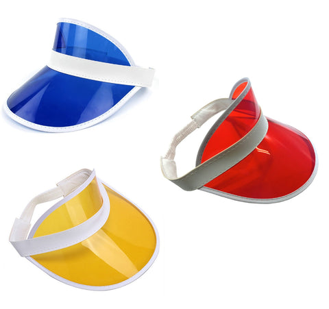 Primary Colors Set Tennis Beach Plastic Clear Sun Bingo Vegas Dealer Golf Visor