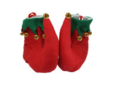 Unisex Adult Red and Green Elf Hat & Shoes Jingle Bells Holiday Costume Set