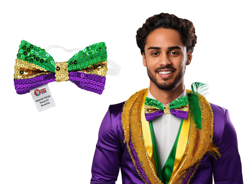 Mardi Gras Sequin Jazz Bow Tie Bowtie Parade Dancer Costume Accessory