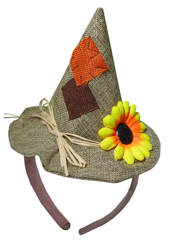 Unisex Adults Mini Scarecrow Hat On Headband Flower Halloween Costume Accessory