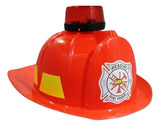 Fire Chief Fireman Fighter Helmet Red Hat With Siren Light Costume