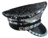 Adult Sequin Captain Rhinestone Hat Festival Disco Halloween Costume Accessory