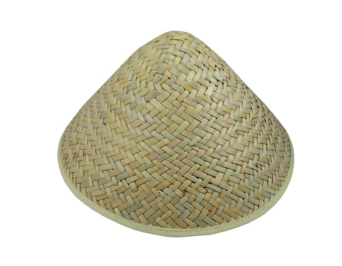 Adult Oriental Bamboo Straw Hat - Asian Japanese Chinese Sun Hats - Woven Conical Rice Farmer Costume Accessory