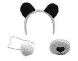 Unisex Panda Bear Ears Headband and Tail Costume Set, Black/White, One Size