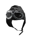 Deluxe Vinyl Retro Pilot Aviator Helmet Kit Flying Hat Goggles And Scarf Costume Set, One Size