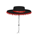 Adult Cosplay Matador Hat Red Poms Bullfighter Mariachi Cap Costume Accessory