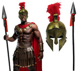 Medieval Knight Greek Spartan Helmet And Spear Prop Roman Gladiator Costume Warrior Accessories