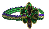 Mardi Gras Fluer Di Lis Headband - Sequin Hair Band for New Orleans Masquerade Mask Party Sequin Fascinators Purple Yellow Gold Green, Adjustable