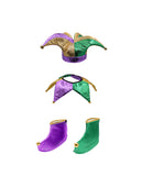 Adult Mardi Gras Clown Jester Accessories Set Funny Joker Costume 3 Piece Fools Kit