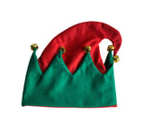 Unisex Adult Red Green Elf Hat with Giant Jingle Bells Holiday Costume Accessory