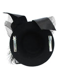 Mini Top Hat Fascinator with Pearl Stud On Hair Clips, Black, One Size