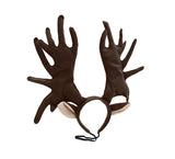 Brown Moose Antler Ears Headband Nose Reindeer Antlers Animal Costume Accessory