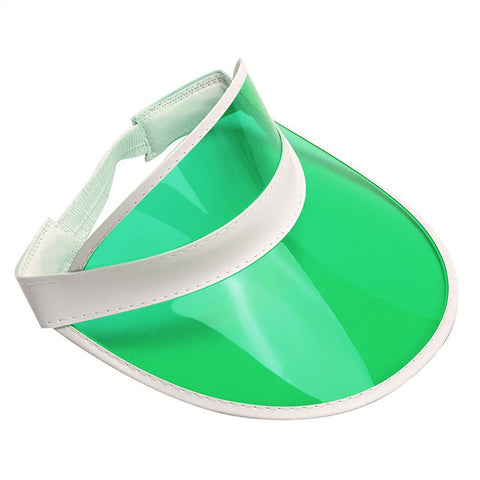 Retro Tennis Beach Plastic Sun Visors Hats, (Pack of 24), Green, One Size