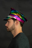 Iridescent Rainbow Drag Gay Pride Studs Steampunk Festival Captain Hat