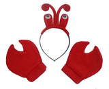 Lobster Crab Headband Mitt Kit, Red, One Size