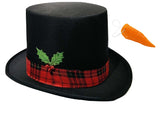 Christmas Holiday Snowman Caroler Hat Fake Carrot Nose Frosty Accessory Set