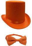 Adult 6 Inch Felt Top Hat Matching Bowtie Formal Cosplay Costume Accessory Set