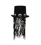 Adult Voodoo Top Hat Fake Dreads Locs Silver Buckles Rocker Costume Accessory