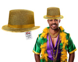 Adult Shiny Yellow Gold Glitter Mesh Top Hat Mardi Gras Party Costume Accessory