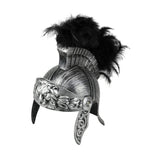 Medieval Knight Roman Helmet with Faux Feathers And Spear Prop Legion Centurion Gladiator Costume Warrior Accessories