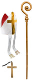 Adult Bishop Priest Pope Hat And Gold Crozier Staff Saint Costume Accessory Set