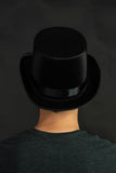 Tall Satin Black Top Hat - Deluxe Caroler Snowman Ringmaster Top Hat - Mad Hatter Baron Costume Hat