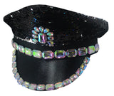 Adult Sequin Captain Rhinestone Hat Festival Disco Halloween Costume Accessory