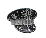 Womens Sequin Bling Bride Captain Hat Sailor Bridal Festival Costume Accessory