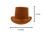 Mens Tall Brown Magician Mad Hatter Wonka Top Hat Topper Costume Accessory Prop