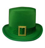 St. Patrick's Day Leprechaun Green Satin Top Hat Adult Costume Cap 2 Pack Set