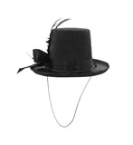 Mini Black Glitter Mesh Top Hat Fascinator with Faux Feather Gatsby Costume Accessory