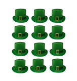 St. Patrick's Day Leprechaun Green Satin Top Hat Adult Costume Cap 12 Pack Set