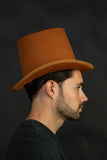 Mens Tall Brown Magician Mad Hatter Wonka Top Hat Topper Costume Accessory Prop