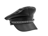 Adult Black Fake Leather Biker Punk Pride Costume Hat Chain Costume Accessory