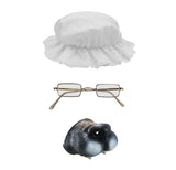 Granny Wolf Nose Mask Old Woman Mob Cap Mop Hat Square Frame Glasses Costume Kit