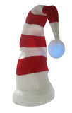 Adult White Red Long Striped Light Up Ball Santa Claus Elf Stocking Cap Hat