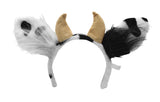 Nicky Bigs Novelties Adult Black White Dairy Cow Ears Horn Headband Tail Nose Collar Cowbell Animal Costume Accessory Set