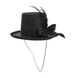 Mini Black Glitter Mesh Top Hat Fascinator with Faux Feather Gatsby Costume Accessory