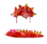 Adult Triceratops Dragon 3 Horn Dinosaur Headband Tail Costume Accessory Set