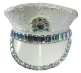 Adult Sequin Captain Rhinestone Hat Festival Disco Halloween Costume Accessory